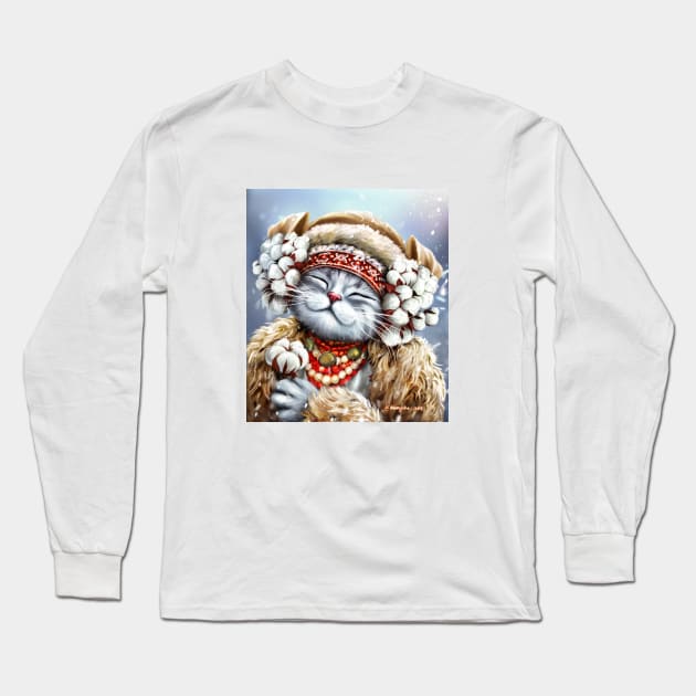 Cute winter cat Long Sleeve T-Shirt by Marysha_art